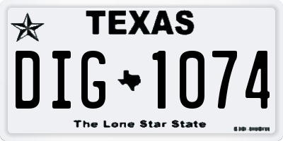 TX license plate DIG1074