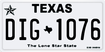 TX license plate DIG1076