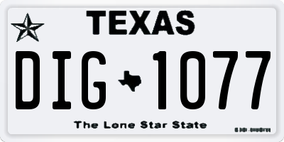TX license plate DIG1077