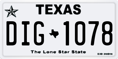TX license plate DIG1078