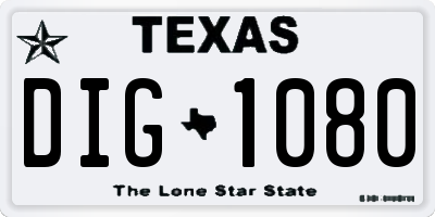 TX license plate DIG1080