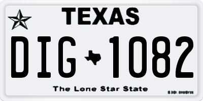 TX license plate DIG1082