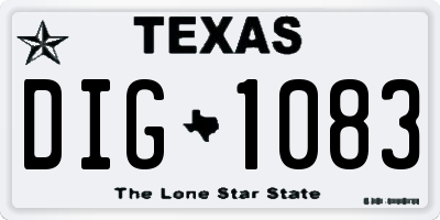 TX license plate DIG1083