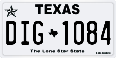 TX license plate DIG1084