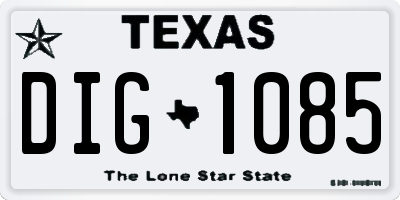 TX license plate DIG1085