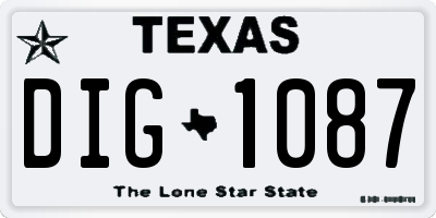 TX license plate DIG1087