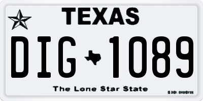 TX license plate DIG1089