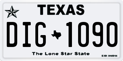 TX license plate DIG1090