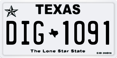 TX license plate DIG1091