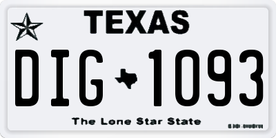 TX license plate DIG1093