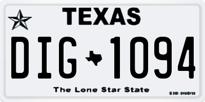 TX license plate DIG1094