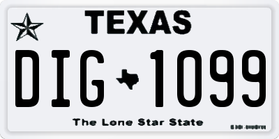 TX license plate DIG1099