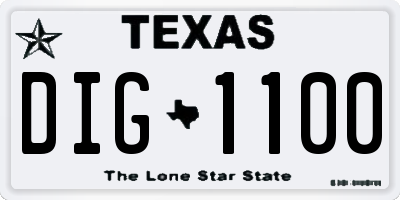 TX license plate DIG1100