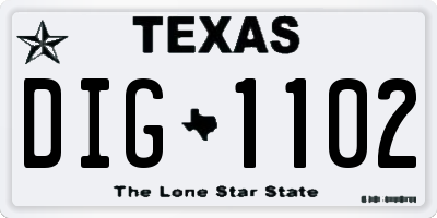 TX license plate DIG1102
