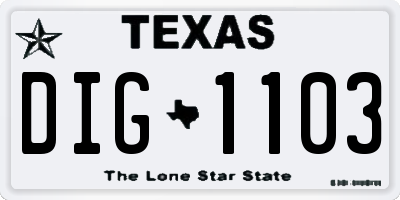 TX license plate DIG1103
