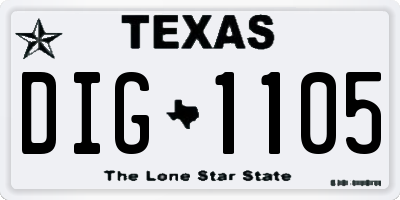 TX license plate DIG1105