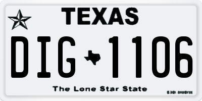 TX license plate DIG1106