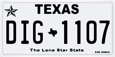 TX license plate DIG1107