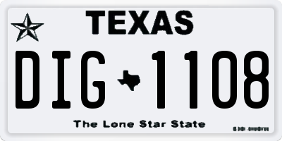 TX license plate DIG1108