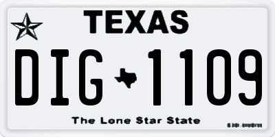 TX license plate DIG1109