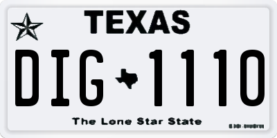 TX license plate DIG1110