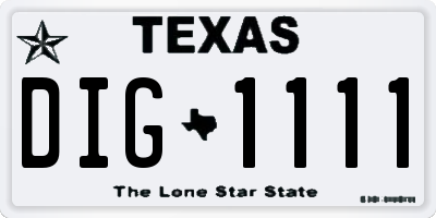 TX license plate DIG1111