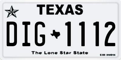 TX license plate DIG1112