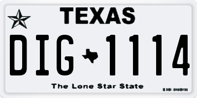 TX license plate DIG1114