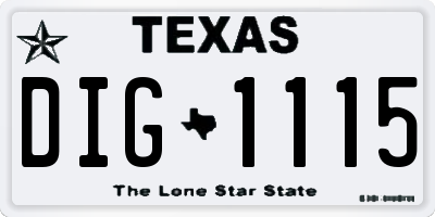 TX license plate DIG1115