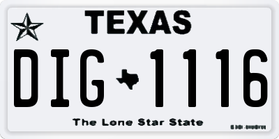 TX license plate DIG1116