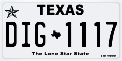 TX license plate DIG1117