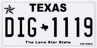 TX license plate DIG1119