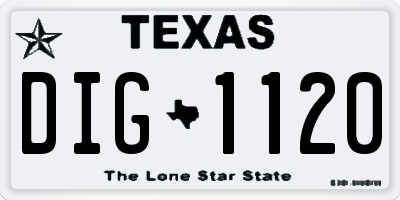 TX license plate DIG1120