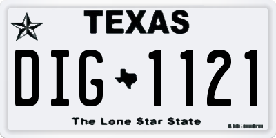 TX license plate DIG1121