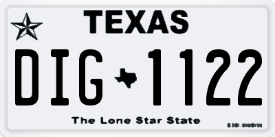 TX license plate DIG1122