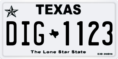 TX license plate DIG1123