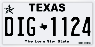 TX license plate DIG1124