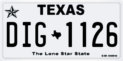 TX license plate DIG1126