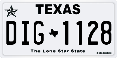 TX license plate DIG1128