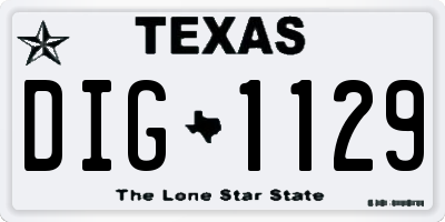 TX license plate DIG1129