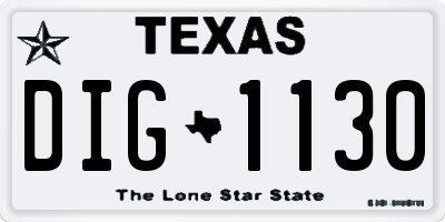 TX license plate DIG1130