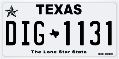 TX license plate DIG1131