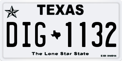 TX license plate DIG1132
