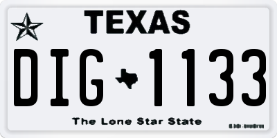 TX license plate DIG1133