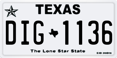 TX license plate DIG1136
