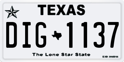 TX license plate DIG1137