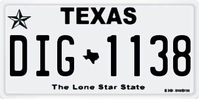 TX license plate DIG1138