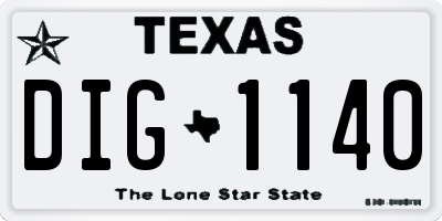 TX license plate DIG1140