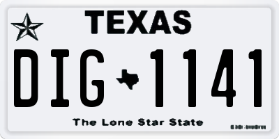 TX license plate DIG1141