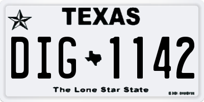 TX license plate DIG1142